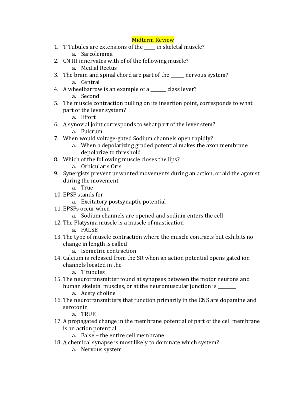 Preview image for BIOS 252 Midterm Review